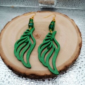 Wood angel wings earrings
